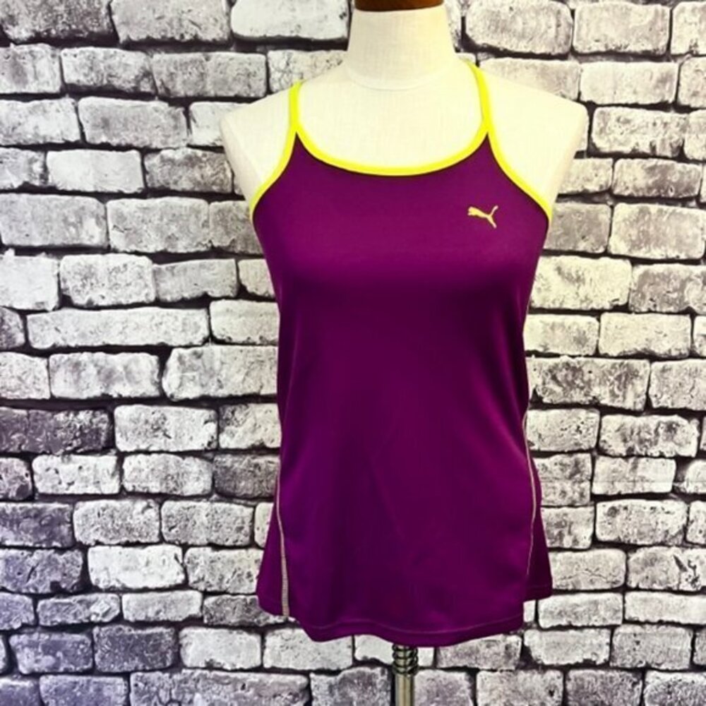 Puma Purple & Yellow Spaghetti Strap Top Size Large